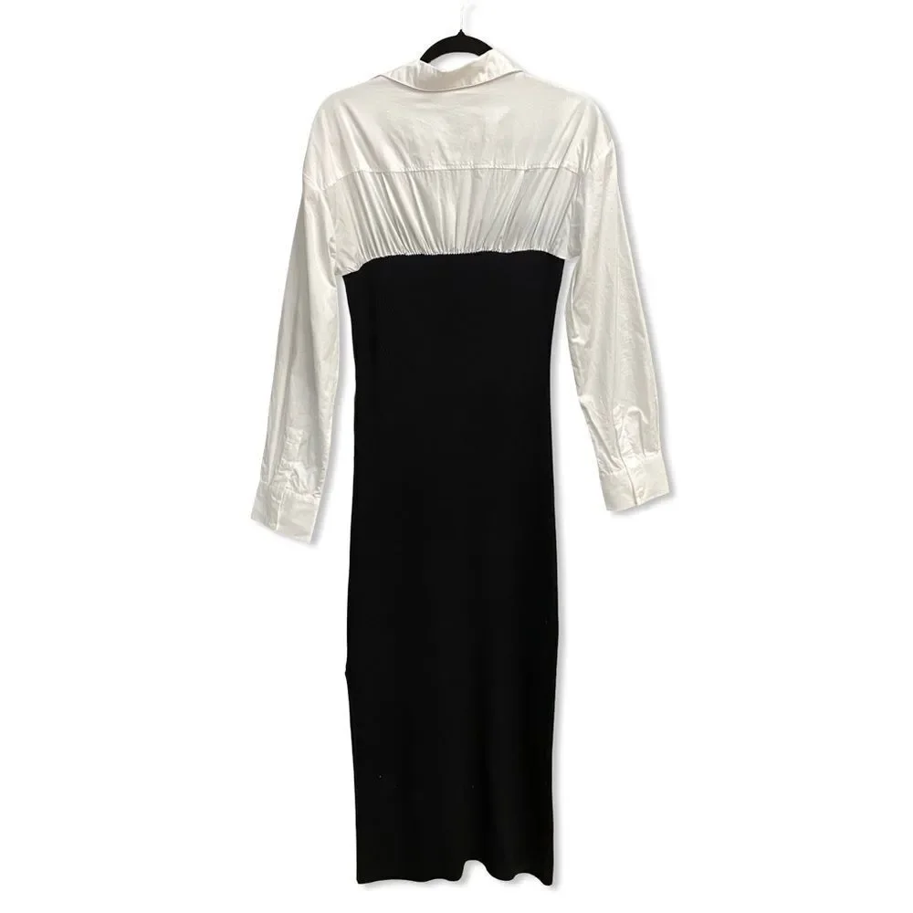 Astr The Label Allyn Dress Black & White
 Long Sleeve knit poplin Revolve XL - Picture 6 of 10